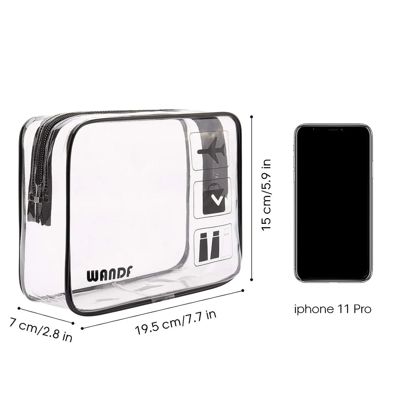 TSA Approved Clear Travel Toiletry Bag Wih Zippers Carry-on Travel Accessories  Size Toiletries Cosmetic Pouch Makeup Bags 2 pcs
