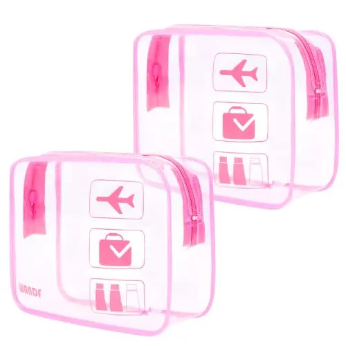 TSA Approved Clear Travel Toiletry Bag Wih Zippers Carry-on Travel Accessories  Size Toiletries Cosmetic Pouch Makeup Bags 2 pcs