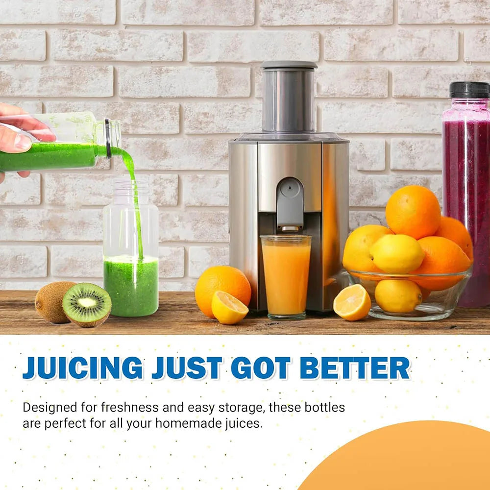 12OZ Juice Bottles with Caps Bulk, Empty Plastic Bottles with Tamper Evident Lids for Juicing,Protein Drinks and Beverage Drink