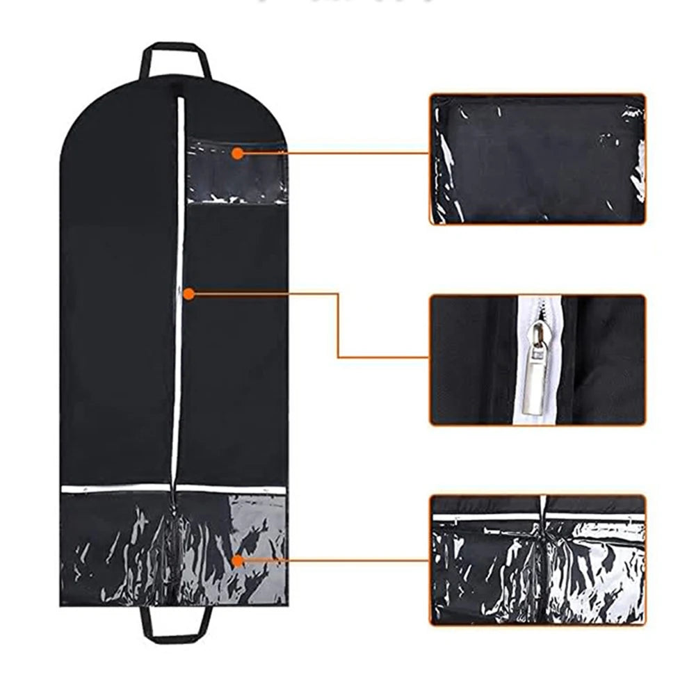 Spacious 50 Inch Suit Travel Bag with Two Clear Pockets for Accessories and Clothing Protection during Travel or Storage