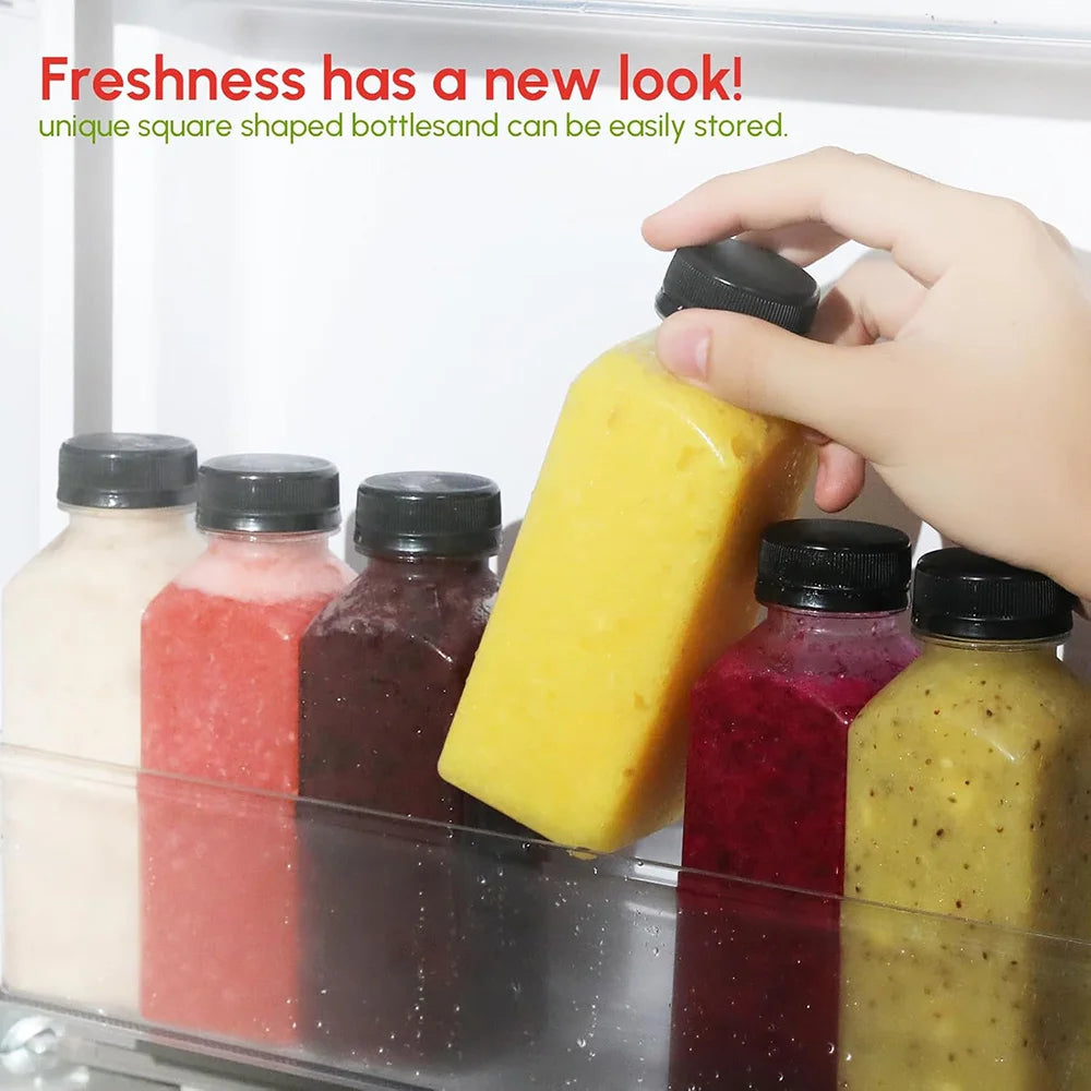 12oz  Plastic Bottles–Clear Reusable Juice Bottles,Disposable Empty bottles for smoothies,Juice containers