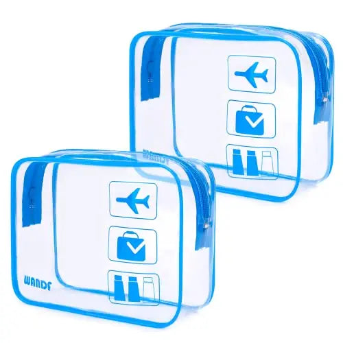 TSA Approved Clear Travel Toiletry Bag Wih Zippers Carry-on Travel Accessories  Size Toiletries Cosmetic Pouch Makeup Bags 2 pcs