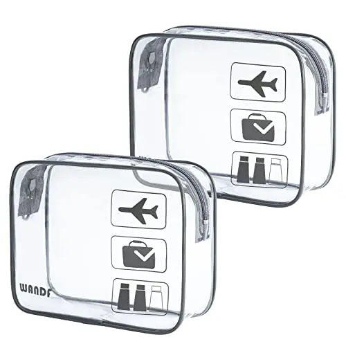 TSA Approved Clear Travel Toiletry Bag Wih Zippers Carry-on Travel Accessories  Size Toiletries Cosmetic Pouch Makeup Bags 2 pcs
