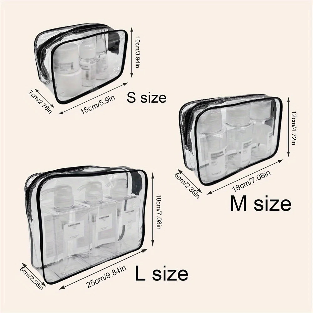 3pcs/set Clear Toiletry Bag, Travel Toiletry Bag Carry on Travel Accessories Bag Makeup Cosmetic Bag for Women.