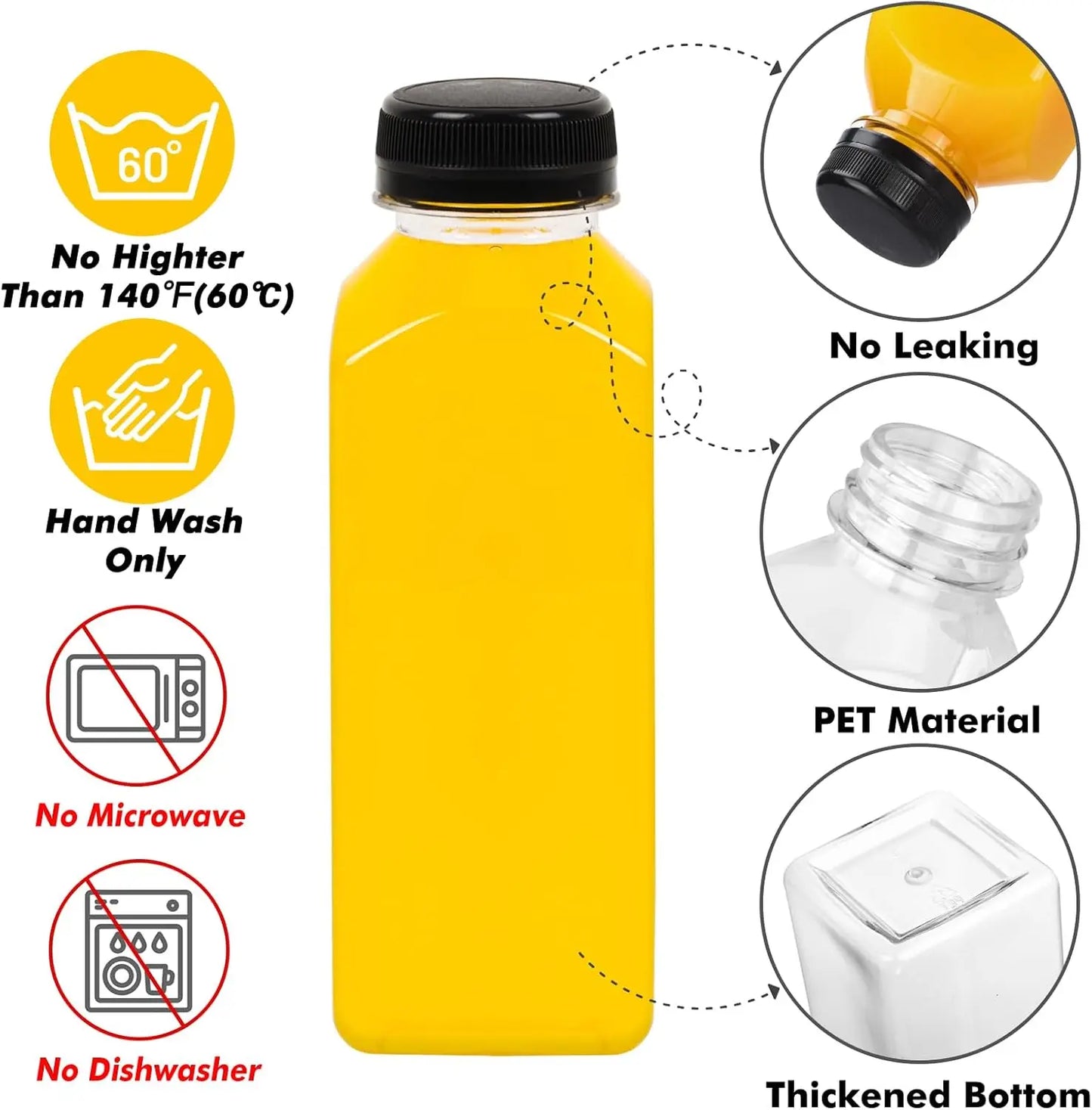 236pcs 12oz Clear Plastic Juice Bottles with Lids, Reusable Bulk Beverage Containers