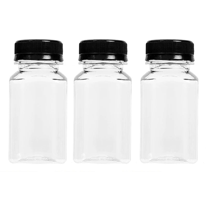 Empty Plastic Juice Bottles with Caps Water Bottles Clear Bulk Drink Containers with Lids Juicing Drinking Milk Jam Container