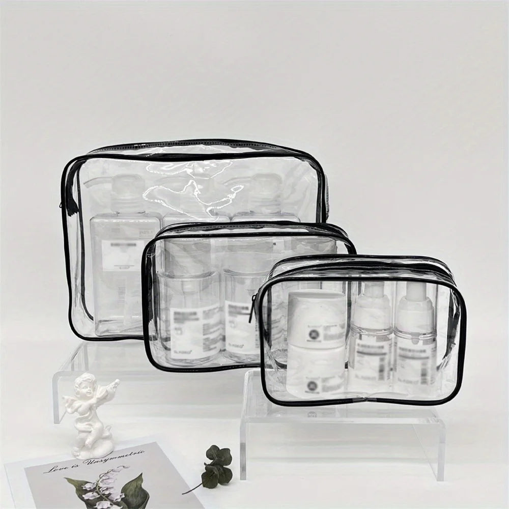 3pcs/set Clear Toiletry Bag, Travel Toiletry Bag Carry on Travel Accessories Bag Makeup Cosmetic Bag for Women.