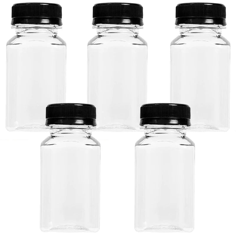 Empty Plastic Juice Bottles with Caps Water Bottles Clear Bulk Drink Containers with Lids Juicing Drinking Milk Jam Container