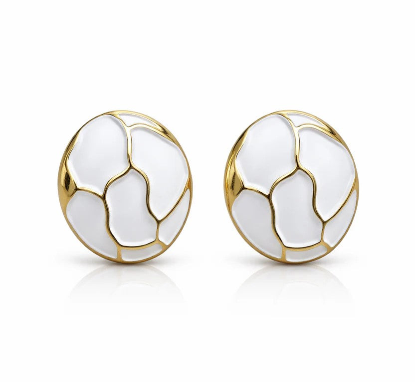 Elegant Korean Mosaic Earrings,Bold Premium Matte Studs White Color