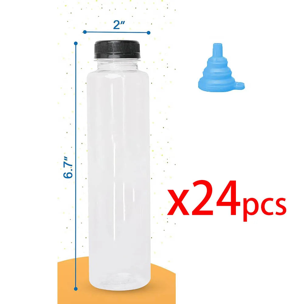 12OZ Juice Bottles with Caps Bulk, Empty Plastic Bottles with Tamper Evident Lids for Juicing,Protein Drinks and Beverage Drink