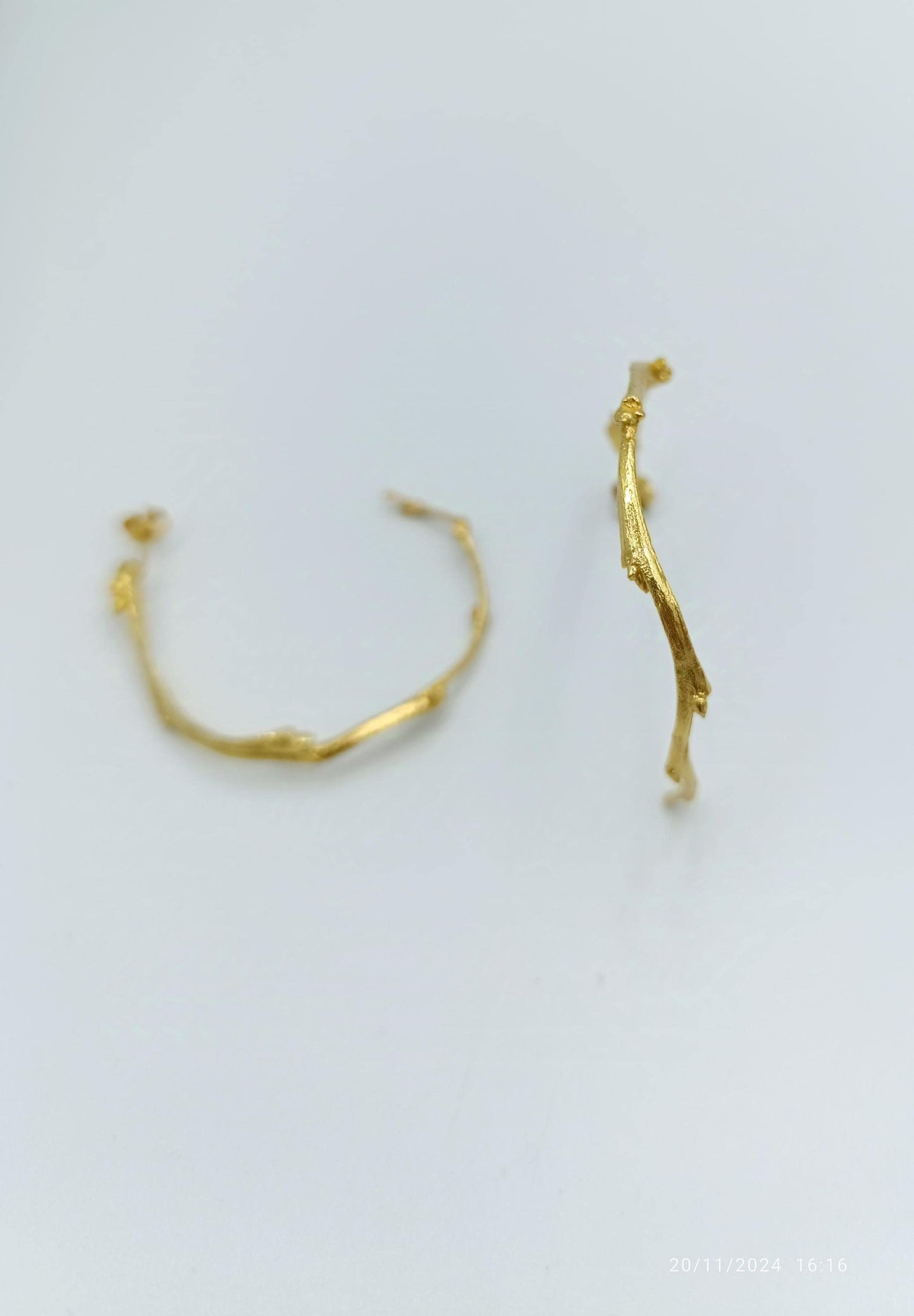 Olive Branch Earrings: Gold Botanical Hoops (Handmade, Adjustable)