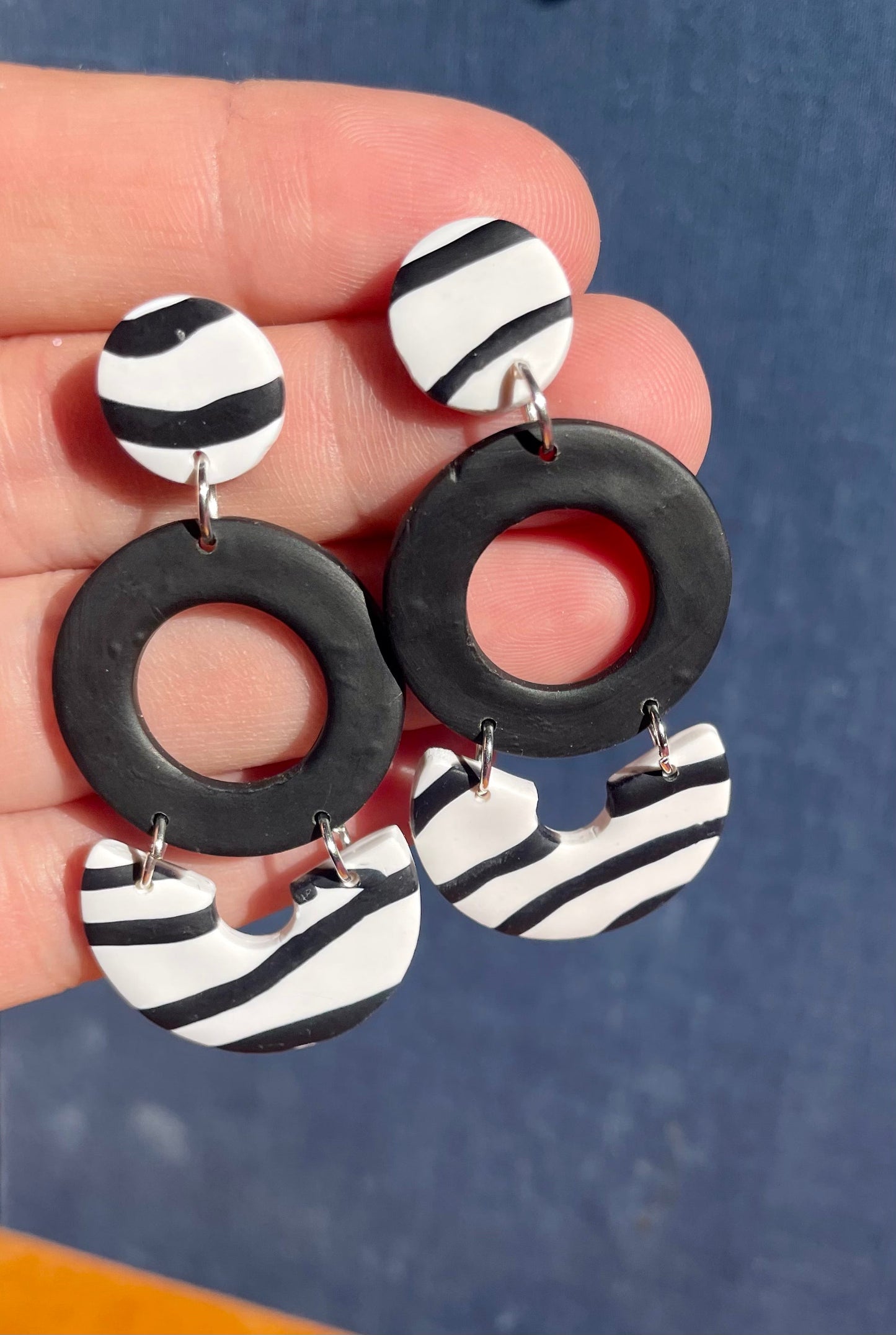 Zebra dangle earrings