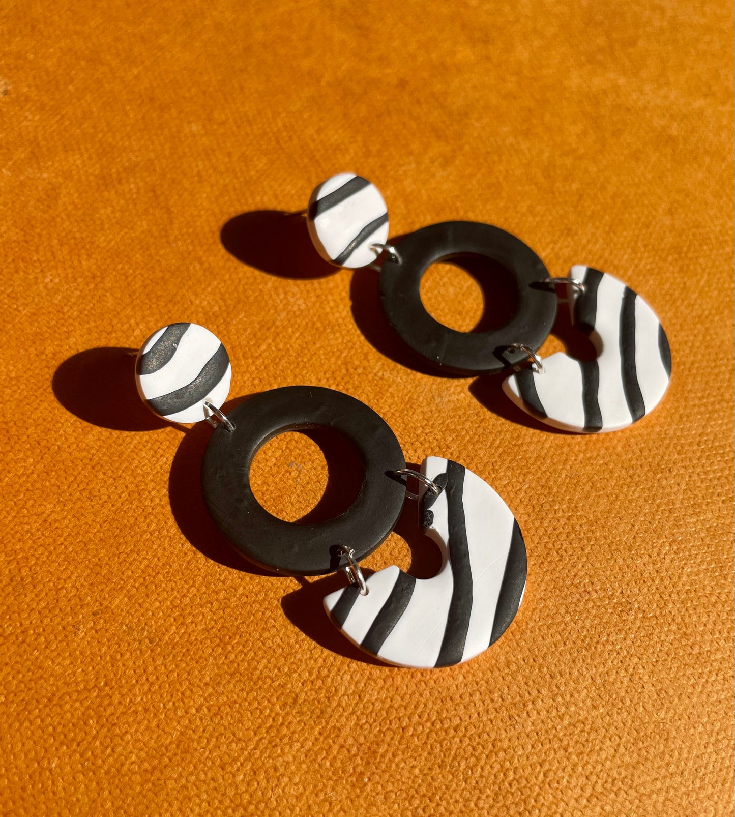 Zebra dangle earrings