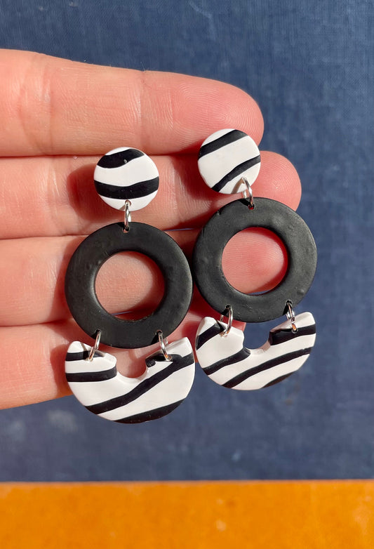 Zebra dangle earrings