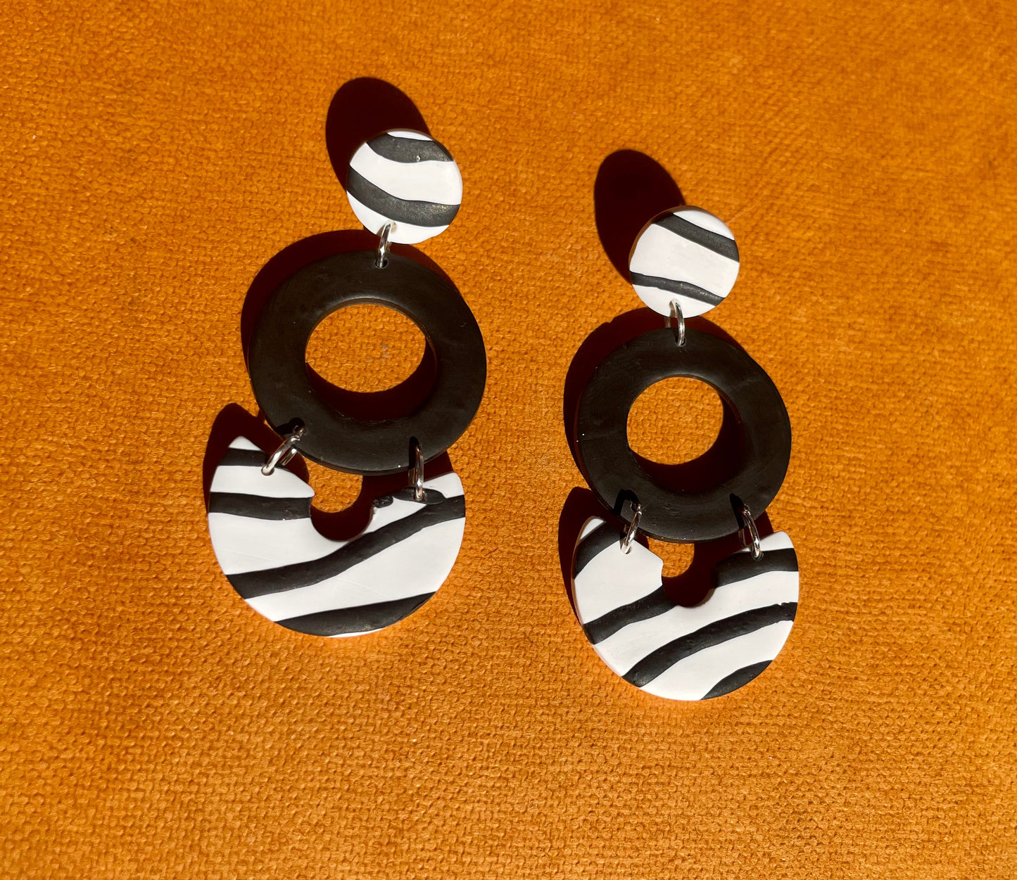 Zebra dangle earrings