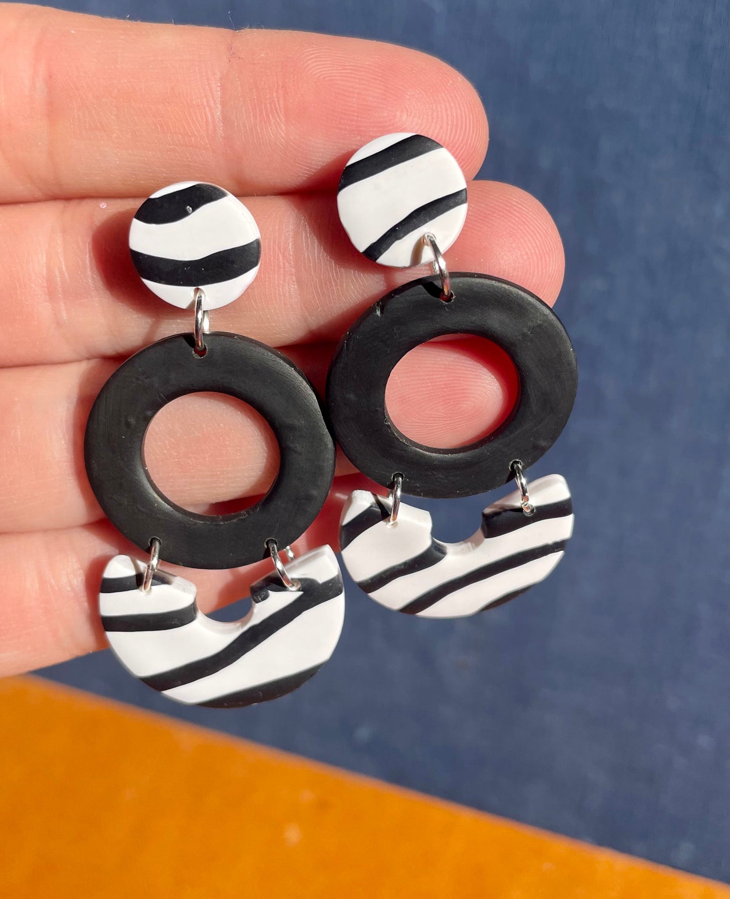 Zebra dangle earrings