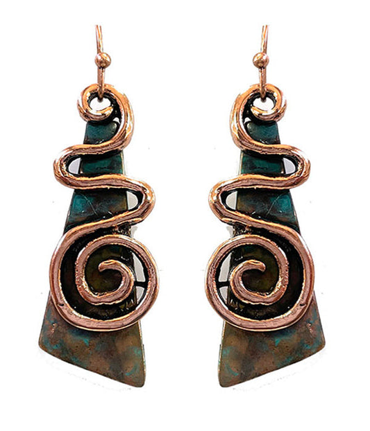 VINTAGE RUSTIC BAR AND SWRIL EARRING
